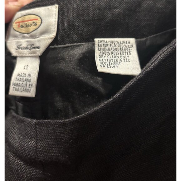 Talbots Pants Womens Size 12 Black 100% Linen Trousers Wide Leg Signature - Picture 3 of 7